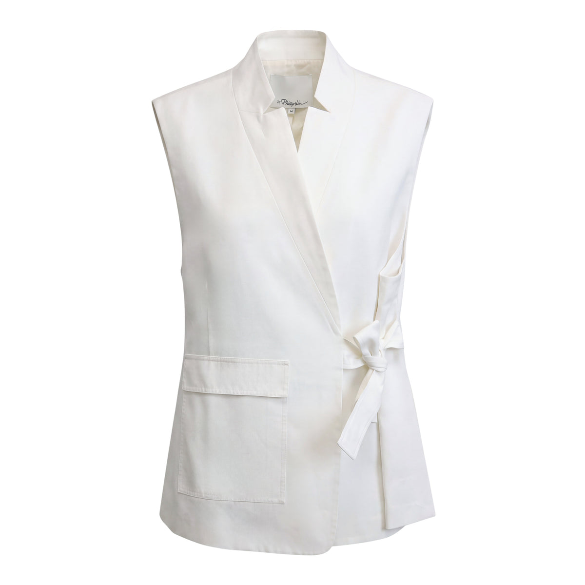 3.1 PHILLIP WHITE COTTON BLAZER VEST - SIZE M