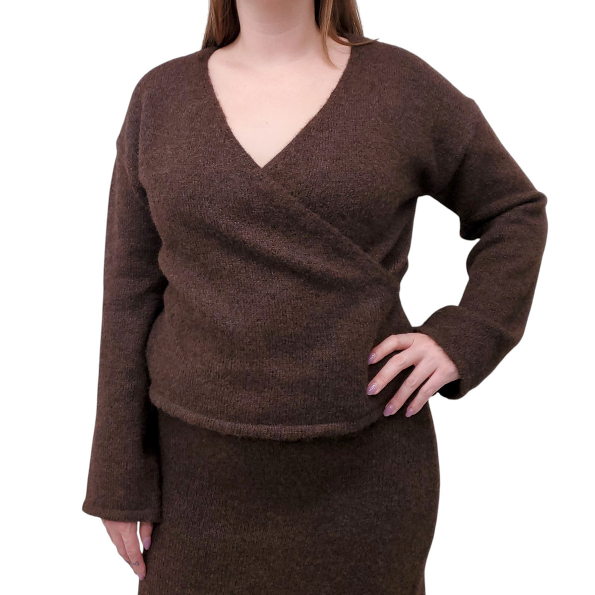4TH & RECKLESS WRAP SWEATER WITH MATCHING SKIRT - SIZE M