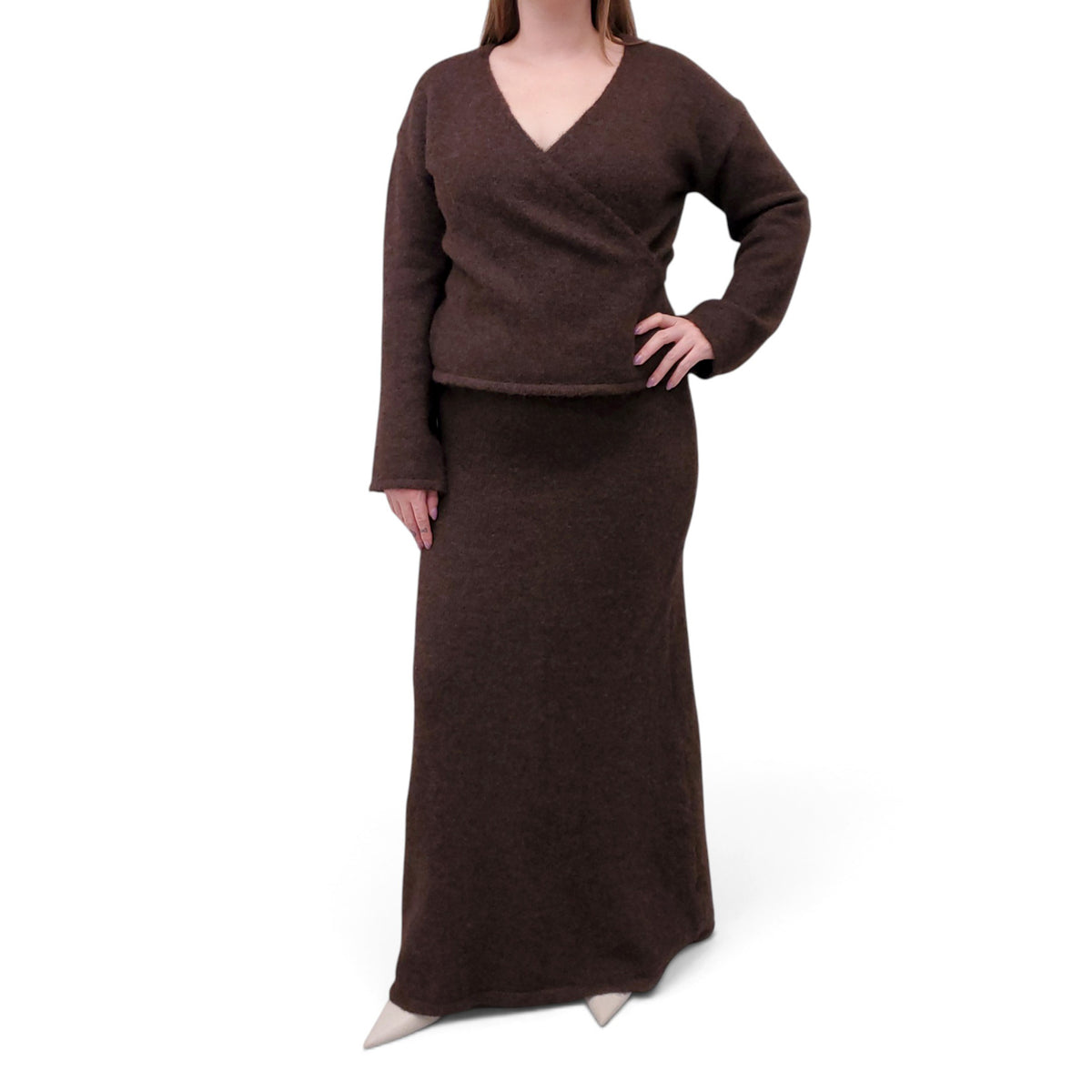 4TH & RECKLESS WRAP SWEATER WITH MATCHING SKIRT - SIZE M