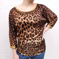 DOLCE & GABBANA LEOPARD RUCHED TOP - SIZE 38