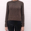 A.L.C. METALLIC GOLD KNIT TIE UP SWEATER - SIZE S