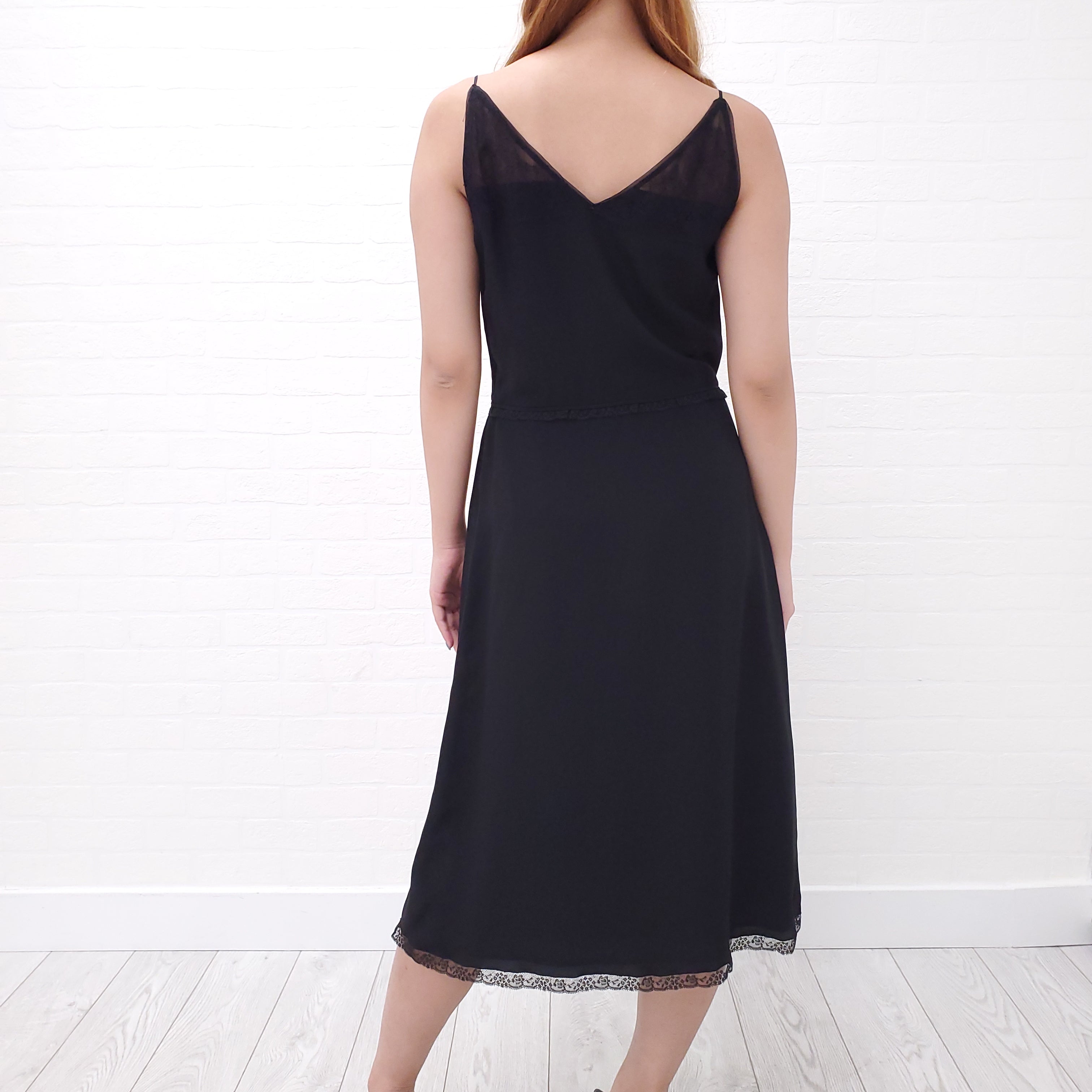 PRADA BLACK SILK SLIP DRESS - SIZE 40