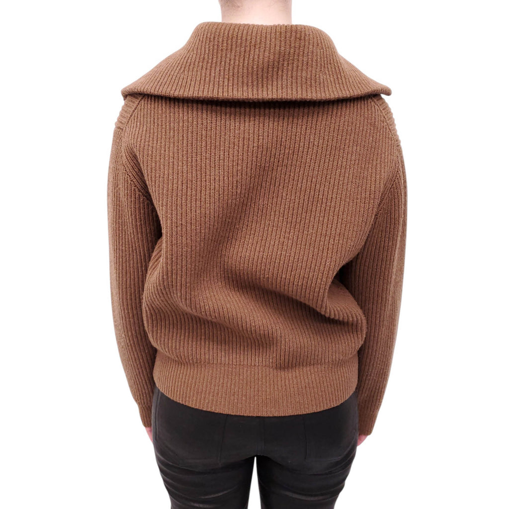 ACNE STUDIOS BROWN 3/4 ZIP SWEATER  - SIZE S