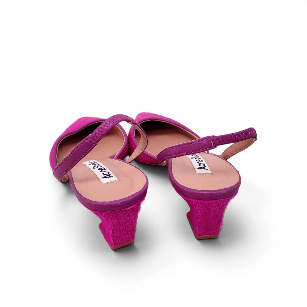 ACNE STUDIOS FUCHSIA PONYHAIR SLINGBACK KITTEN HEELS - SIZE 36