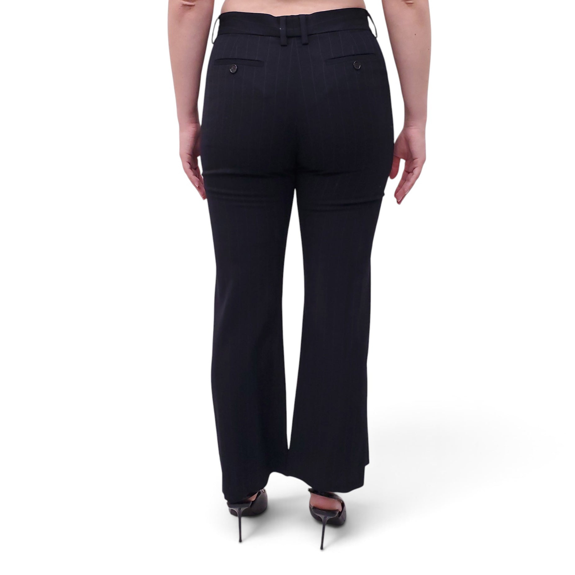 ACNE STUDIOS NAVY PINSTRIPE TROUSERS - SIZE 34