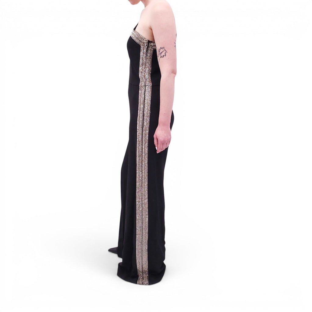 ADAM LIPPES BLACK CRYSTAL JUMPSUIT - SIZE M