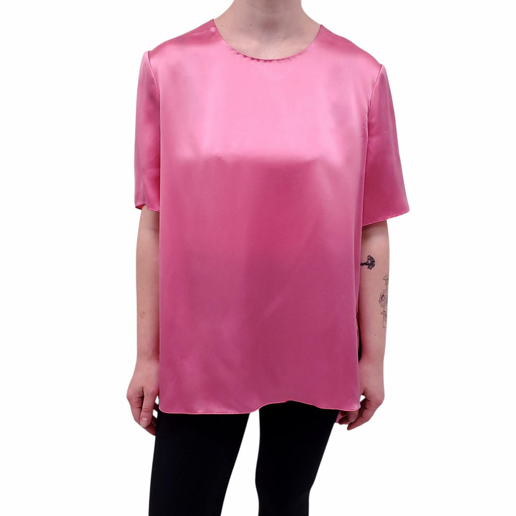 ADAM LIPPES PINK SATIN BLOUSE - SIZE 12
