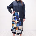 AGNONA NAVY PATTERNED BUTTON UP DRESS - SIZE 48