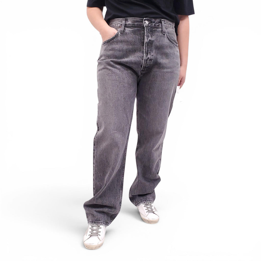 AGOLDE BLACK ACID WASH '90’S PINCH WAIST' JEANS - SIZE 32