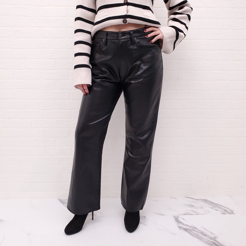 AGOLDE BLACK RECYCLED LEATHER PANTS - SIZE 31