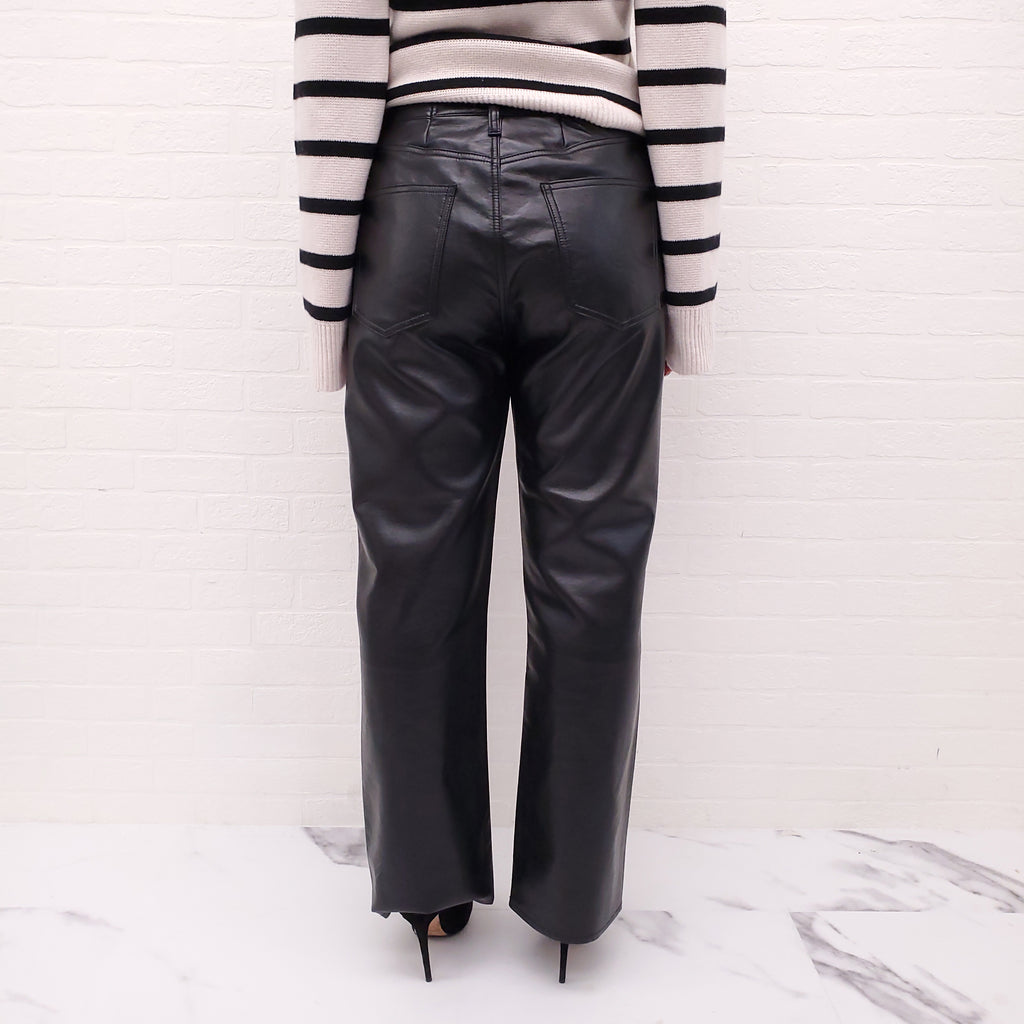 AGOLDE BLACK RECYCLED LEATHER PANTS - SIZE 31