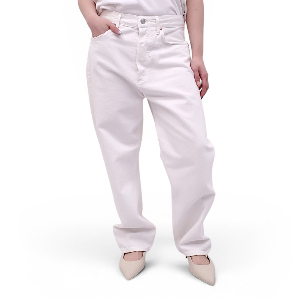 AGOLDE WHITE ’90’S CROP’ JEANS WITH BUTTON FLY - SIZE 29