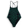 AGUA BENDITA BLACK AND GREEN EMBROIDERED BEADED ONE-PIECE SWIMSUIT - SIZE XS