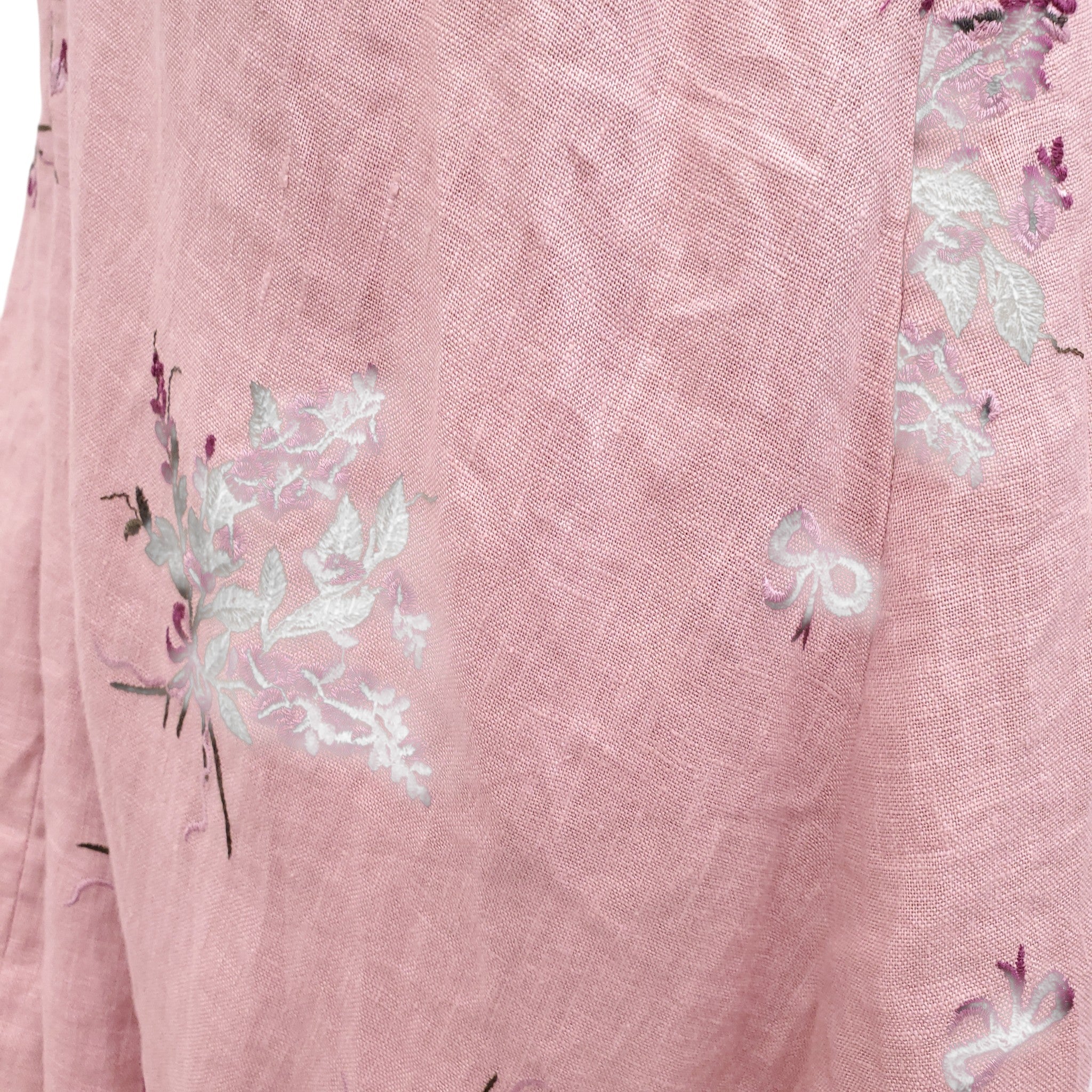 AGUA BENDITA WISTERIA EMBROIDERED LINEN HALTERNECK MAXI DRESS - SIZE S