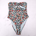 AGUA BY AGUA BENDITA BLUE FLORAL BUTTERFLY PRINT SWIMSUIT WITH CUTOUT DETAIL - SIZE L
