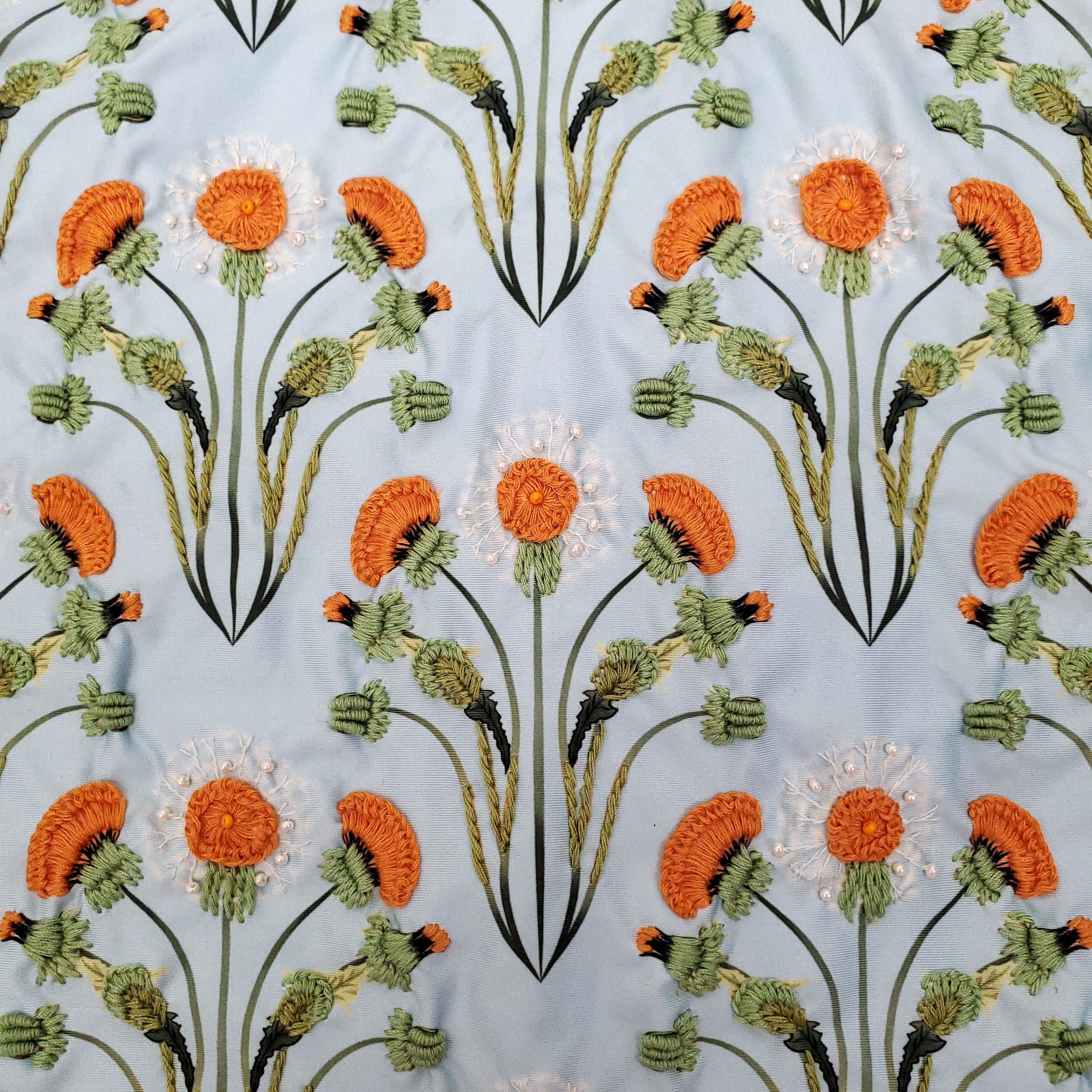 AGUA BY AGUA BLUE AND ORANGE FLORAL EMBROIDERED ONE-PIECE SWIMSUIT - SIZE M