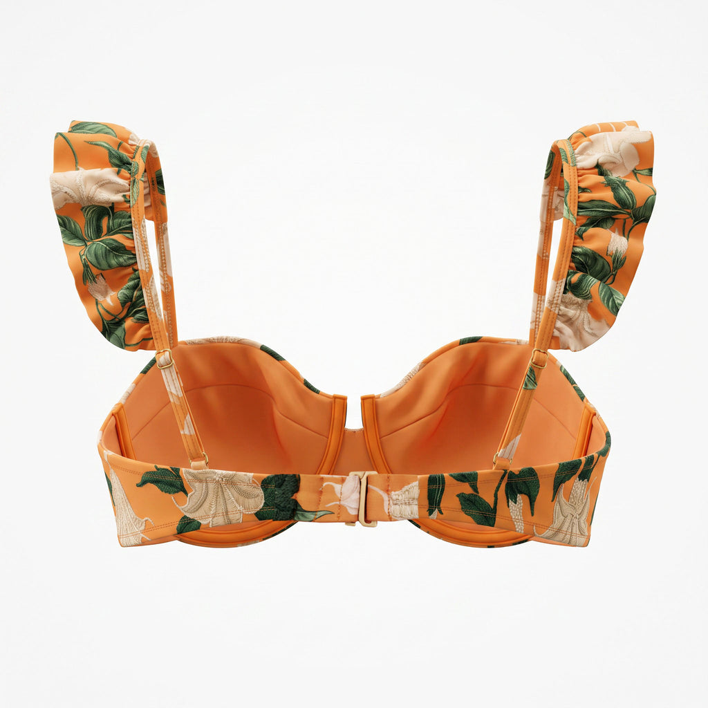 AGUA BY AGUA FLORAL EMBROIDERED BIKINI TOP - SIZE XL