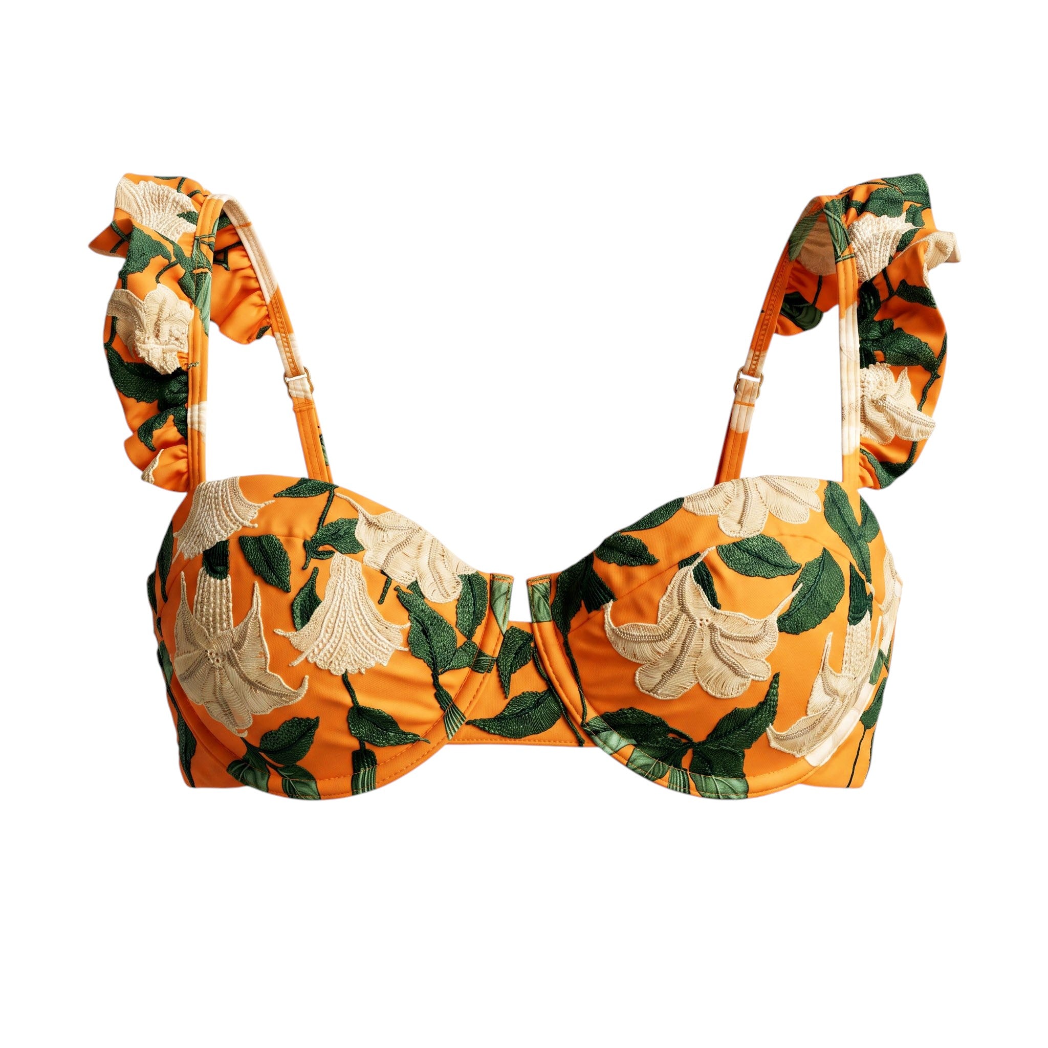AGUA BY AGUA FLORAL EMBROIDERED BIKINI TOP - SIZE XL