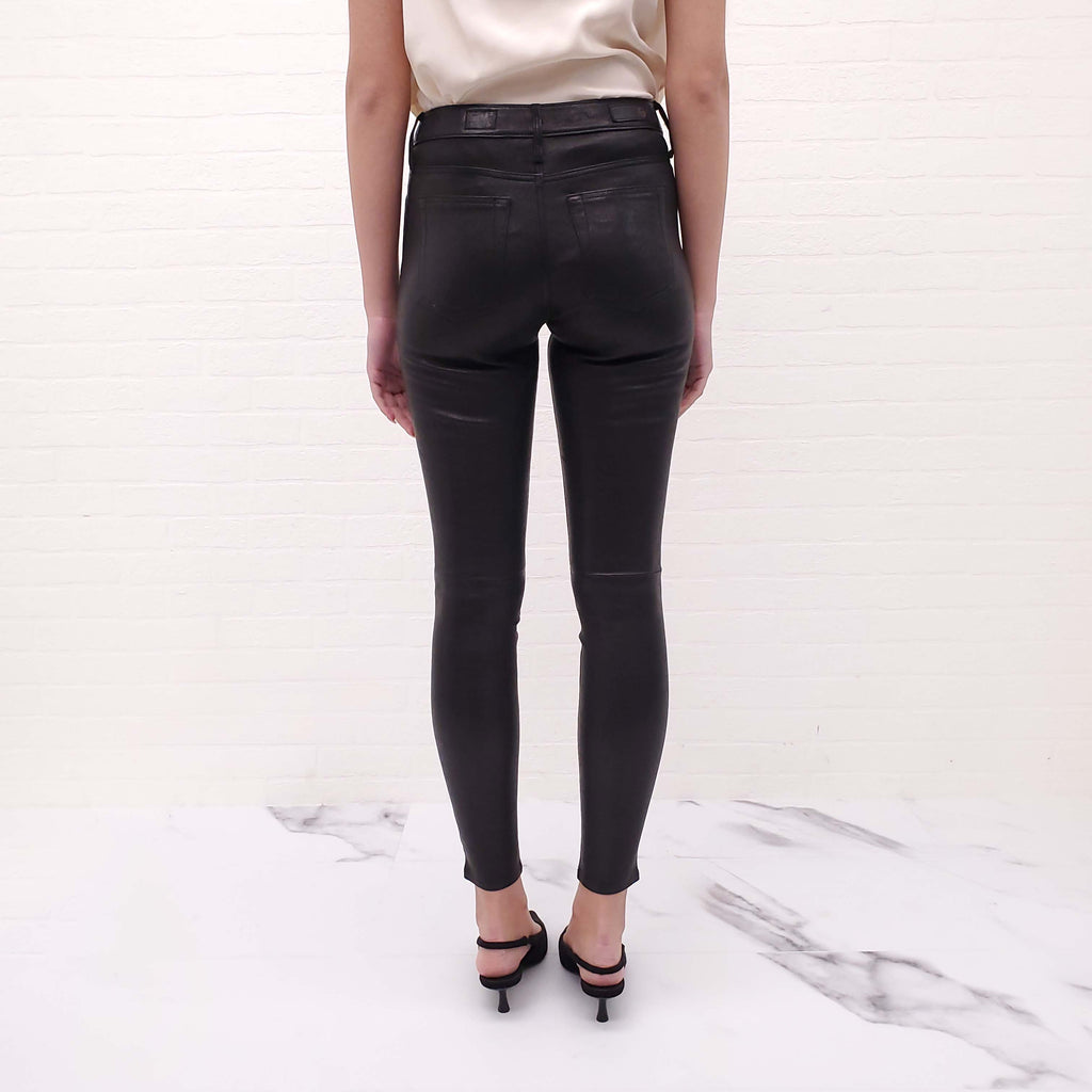 AG ‘THE FARRAH SKINNY’ LEATHER DENIM PANTS - SIZE 25