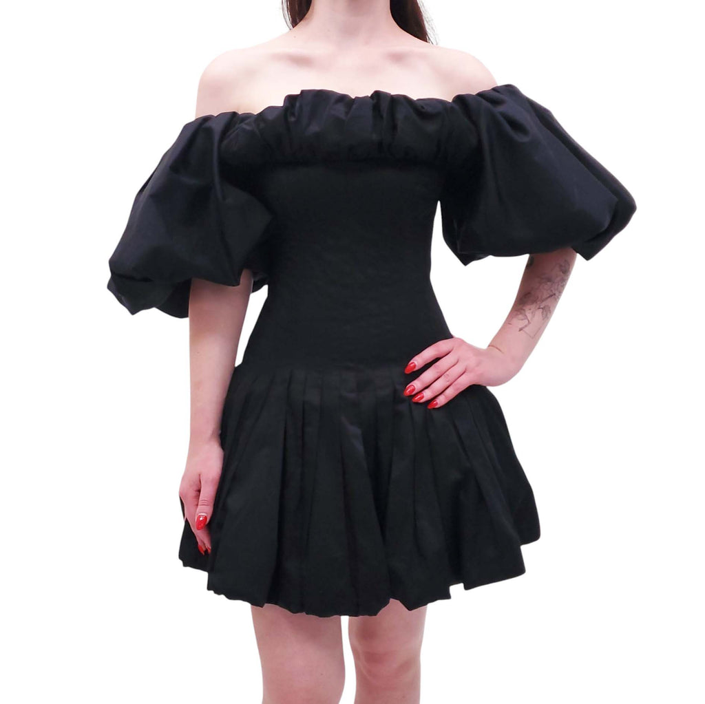 AJE BLACK 'ARLES' OFF-THE-SHOULDER MINI DRESS - SIZE US 2