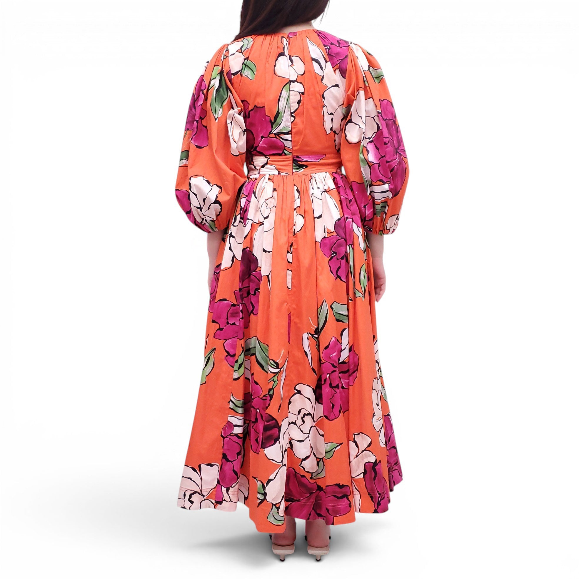 AJE ORANGE 'MARLENE' FLORAL MIDI DRESS - SIZE US 4