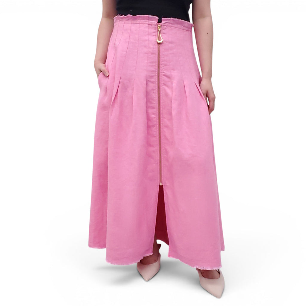 AJE PINK MAXI SKIRT WITH GOLD ZIPPER DETAIL - SIZE US 10