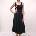 ALAIA BLACK AND RED GRAPHIC LONG DRESS - SIZE 38