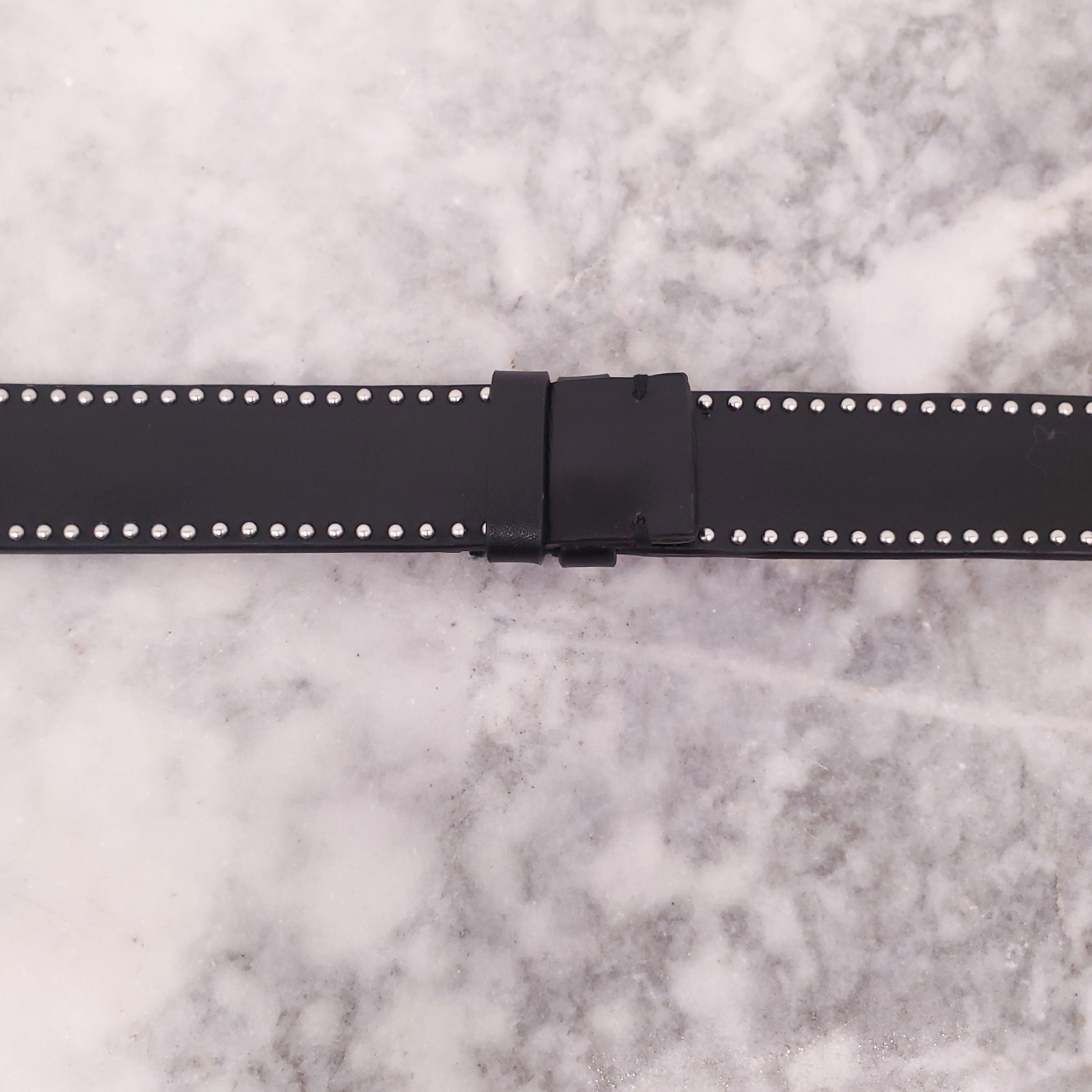 ALAÏA BLACK BELT WITH SILVER STUD DETAIL - SIZE 80