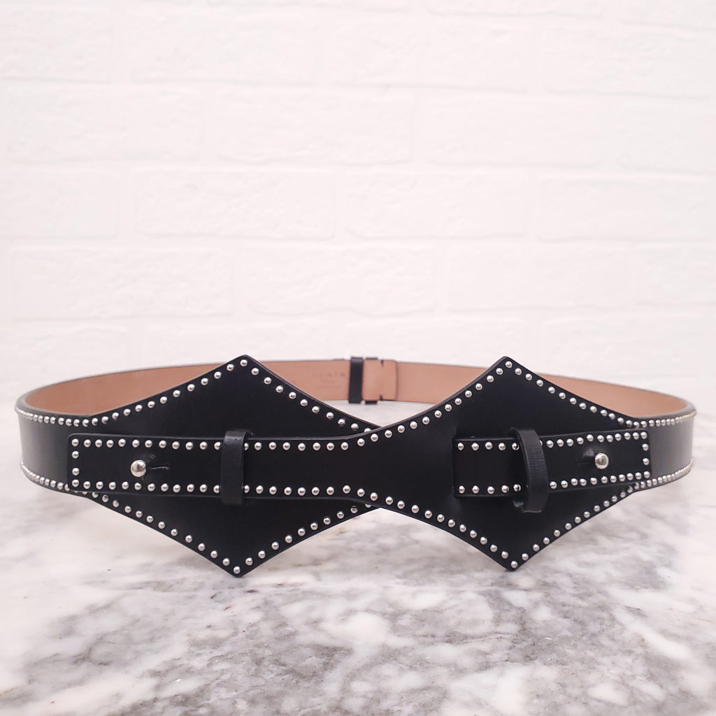 ALAÏA BLACK BELT WITH SILVER STUD DETAIL - SIZE 80