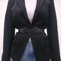 ALAÏA BLACK BELT WITH SILVER STUD DETAIL - SIZE 80