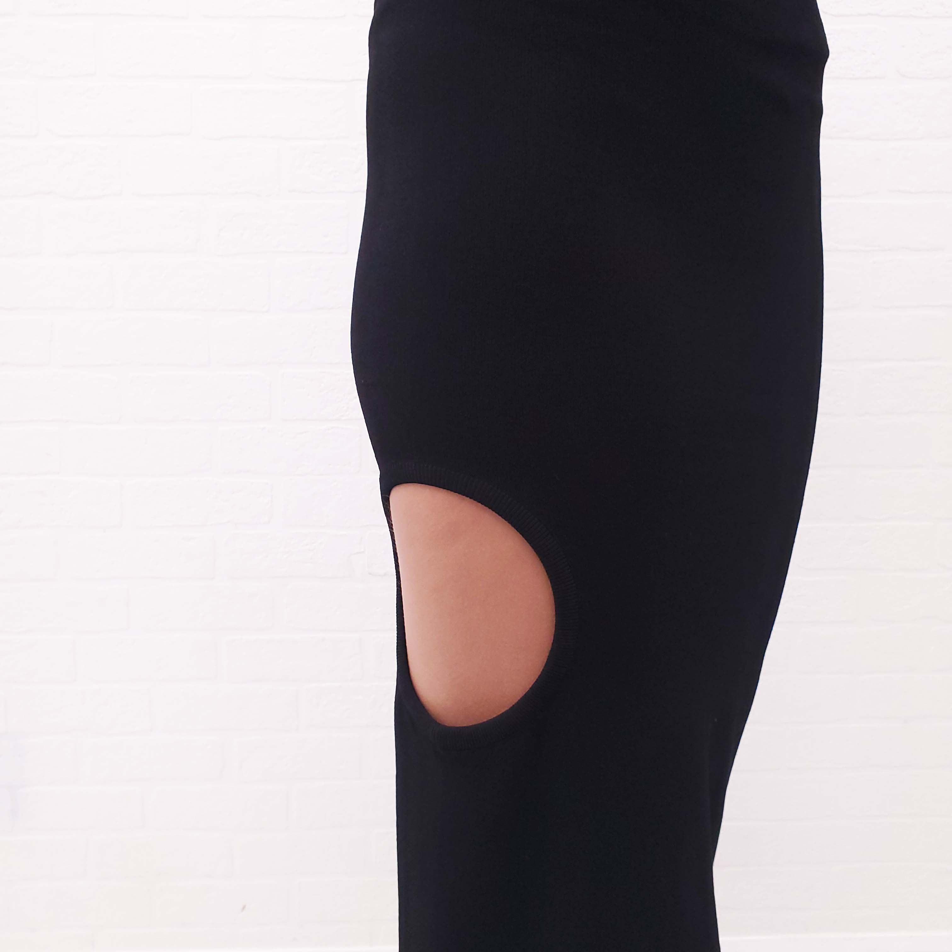 ALAÏA BLACK CUT OUT FITTED MIDI SKIRT - SIZE 42