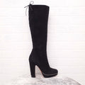 ALAÏA BLACK SUEDE BOOTS WITH CORSET BACK DETAIL - SIZE 36