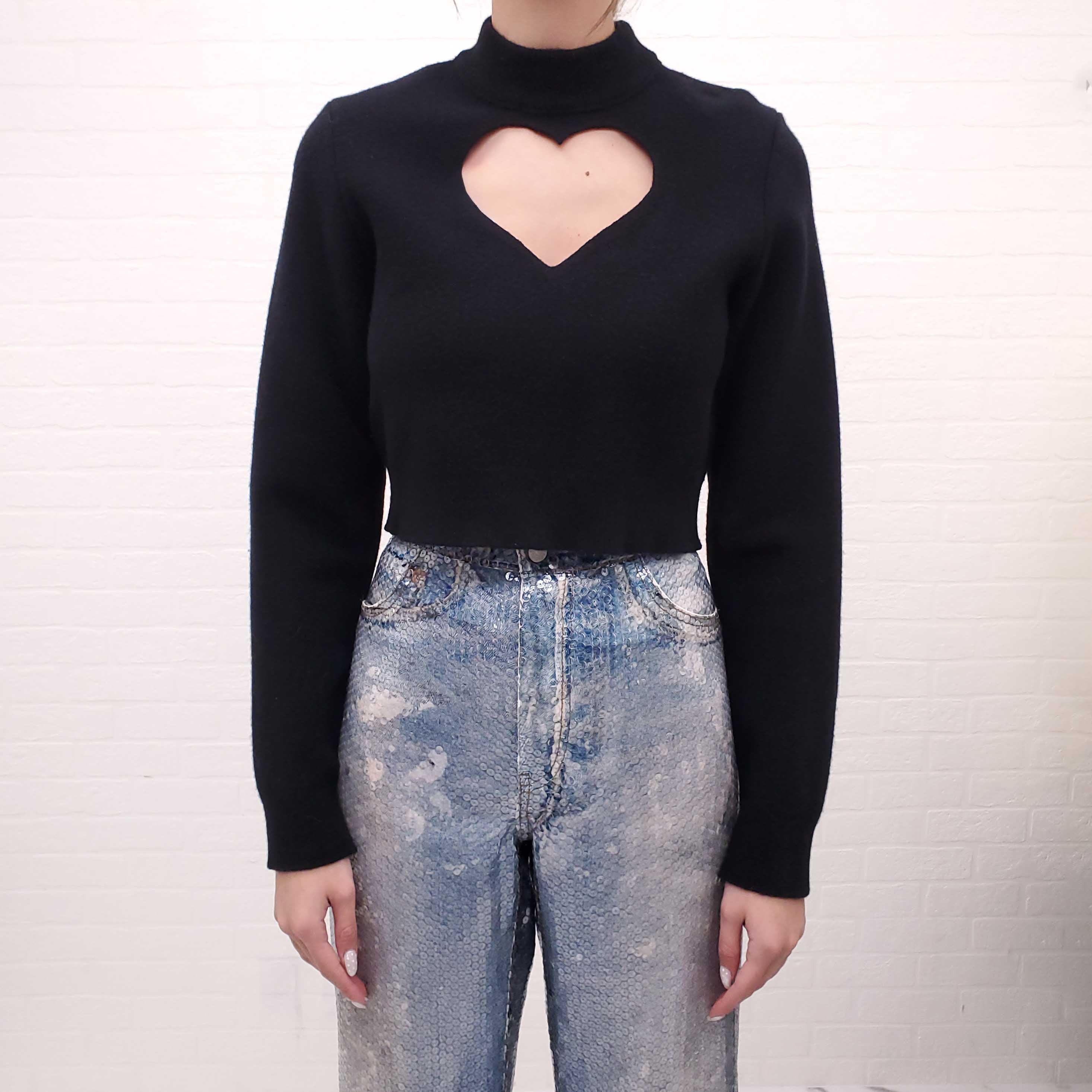 ALAIA HEART KEYHOLE SWEATER - SIZE 38