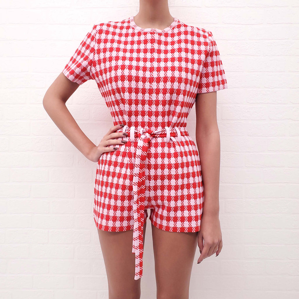 ALAÏA PINK AND RED PLAID JUMPSUIT - SIZE 42