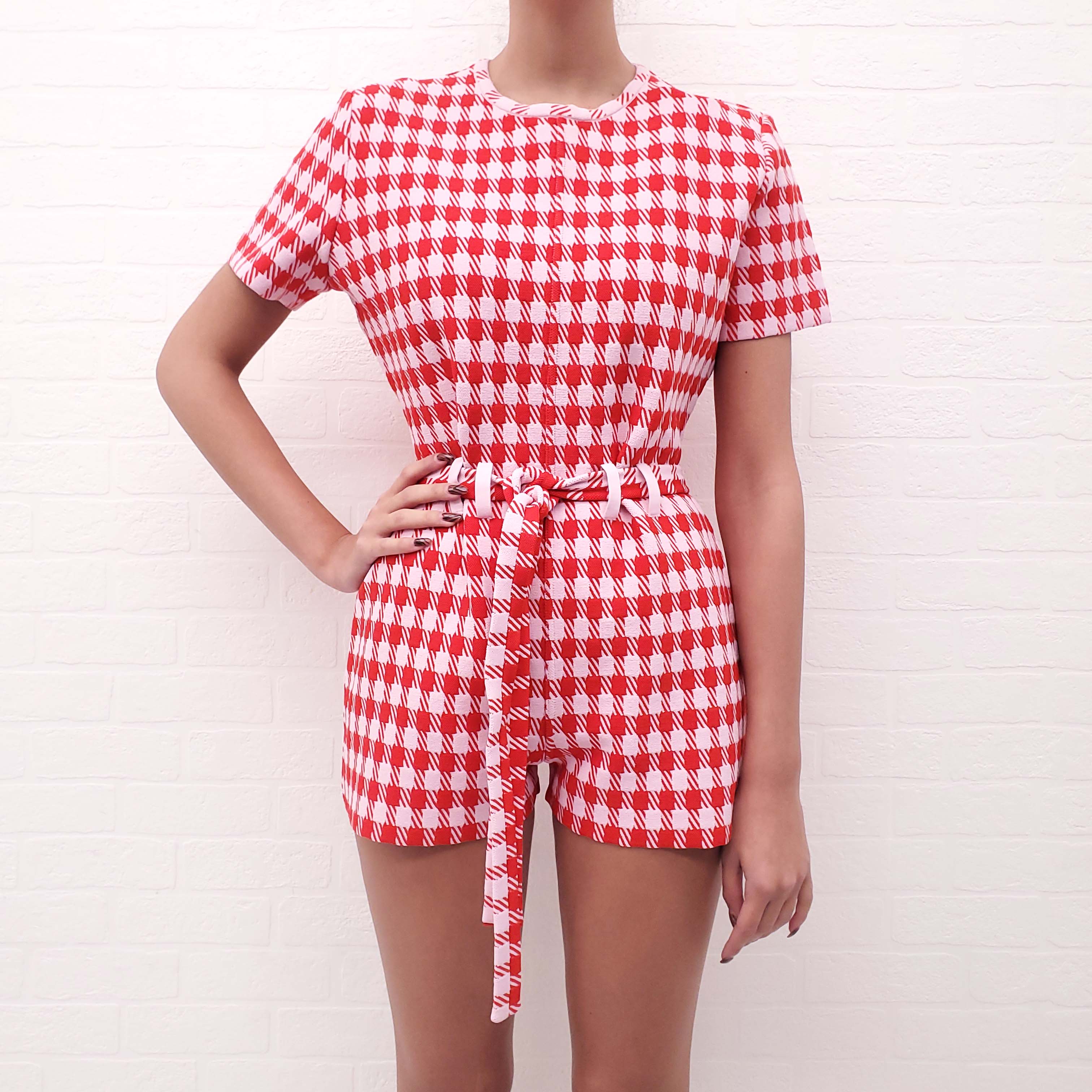 ALAÏA PINK AND RED PLAID JUMPSUIT - SIZE 42