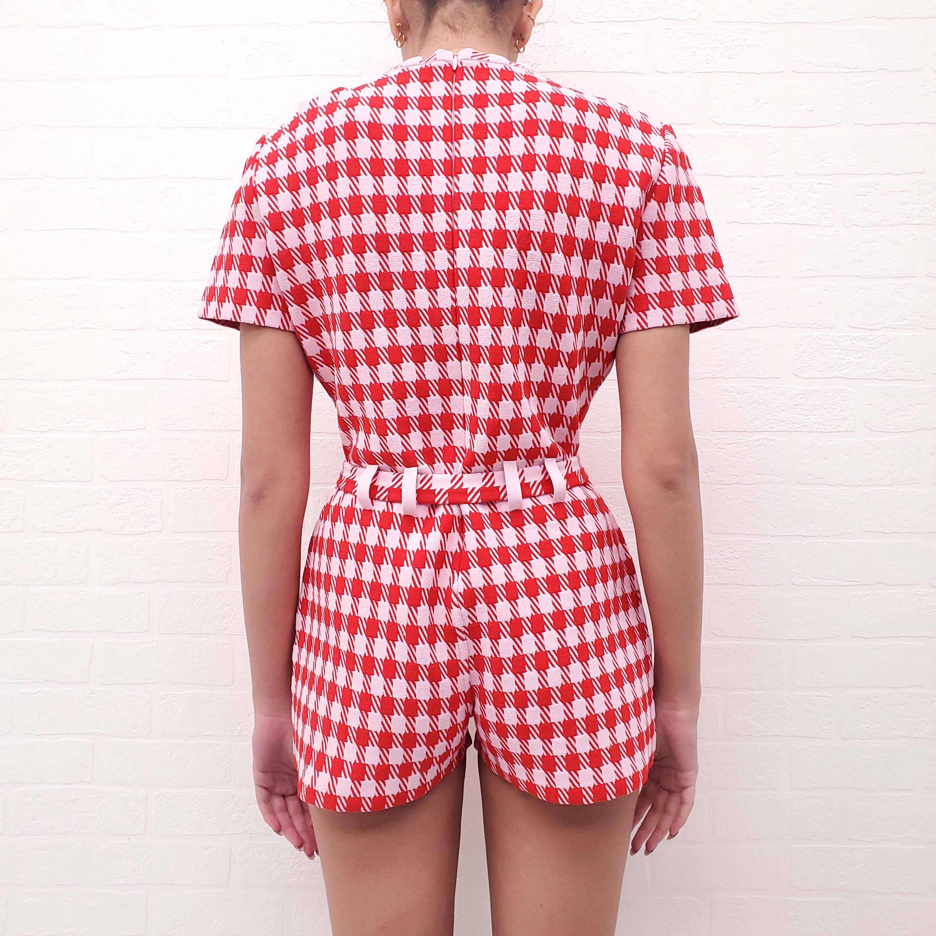 ALAÏA PINK AND RED PLAID JUMPSUIT - SIZE 42