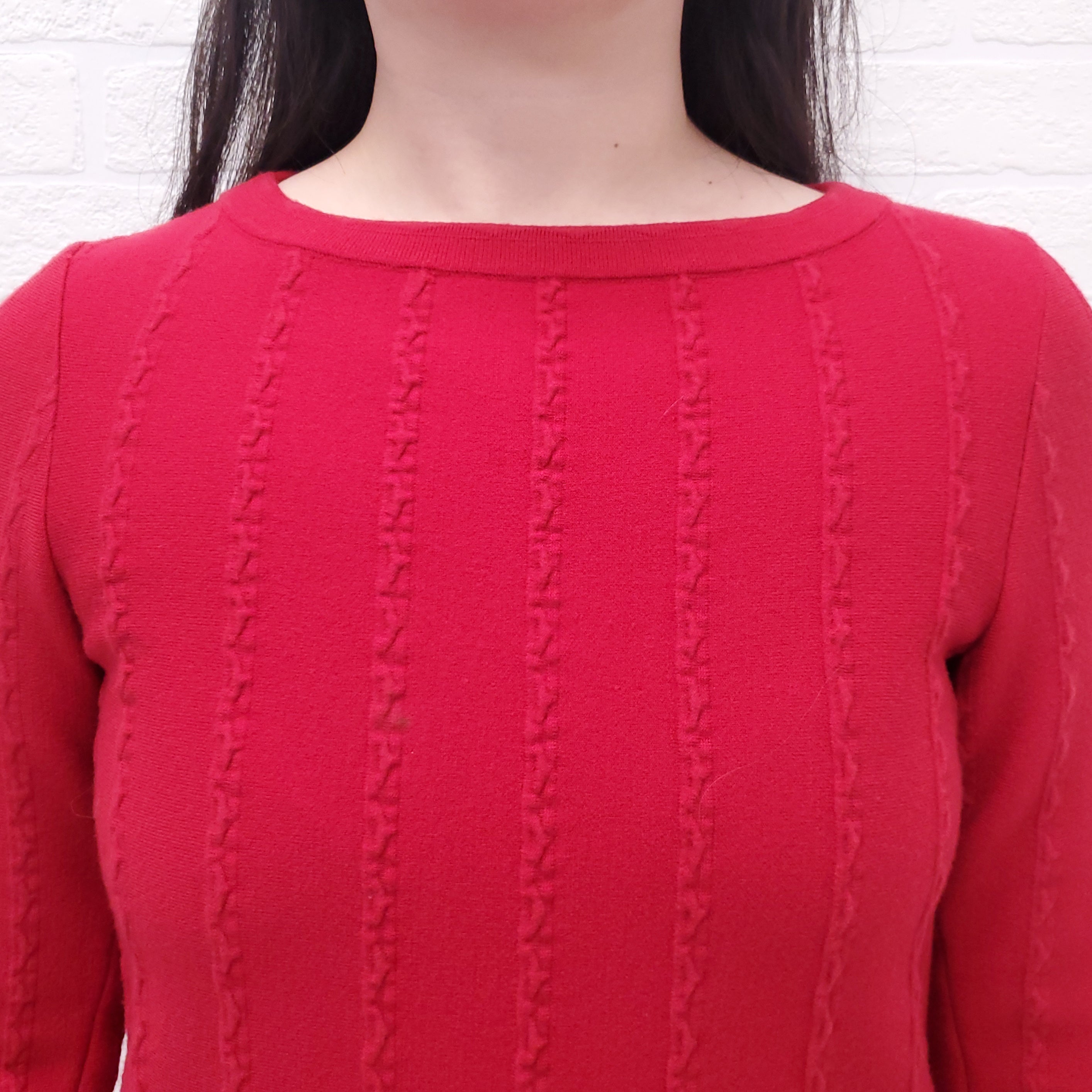 ALAÏA RED FITTED CUT-OUT TUNIC TOP - SIZE 38