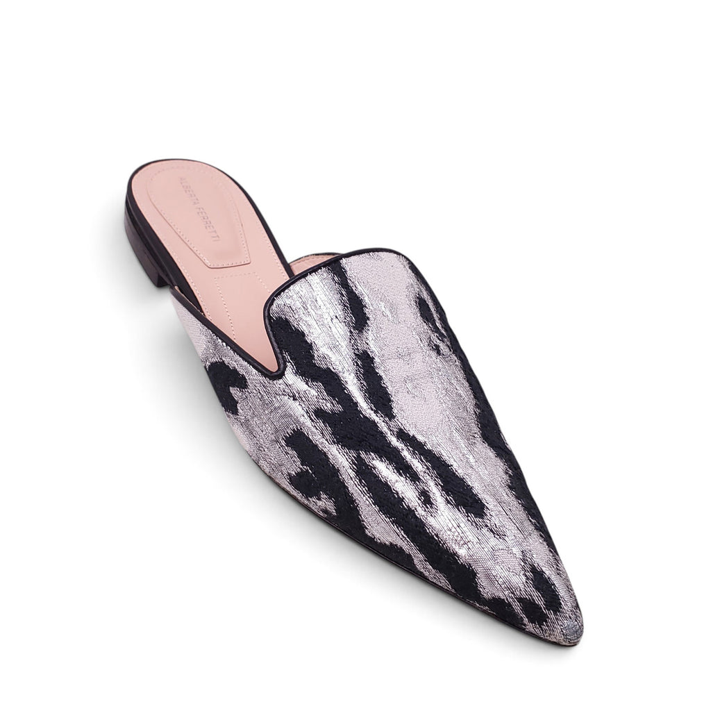 ALBERTA FERRETTI SILVER AND BLACK FLATS - SIZE 38