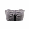 ALESSANDRA RICH GREY KNITTED BANDEAU WITH CRYSTAL DETAILS - SIZE 42