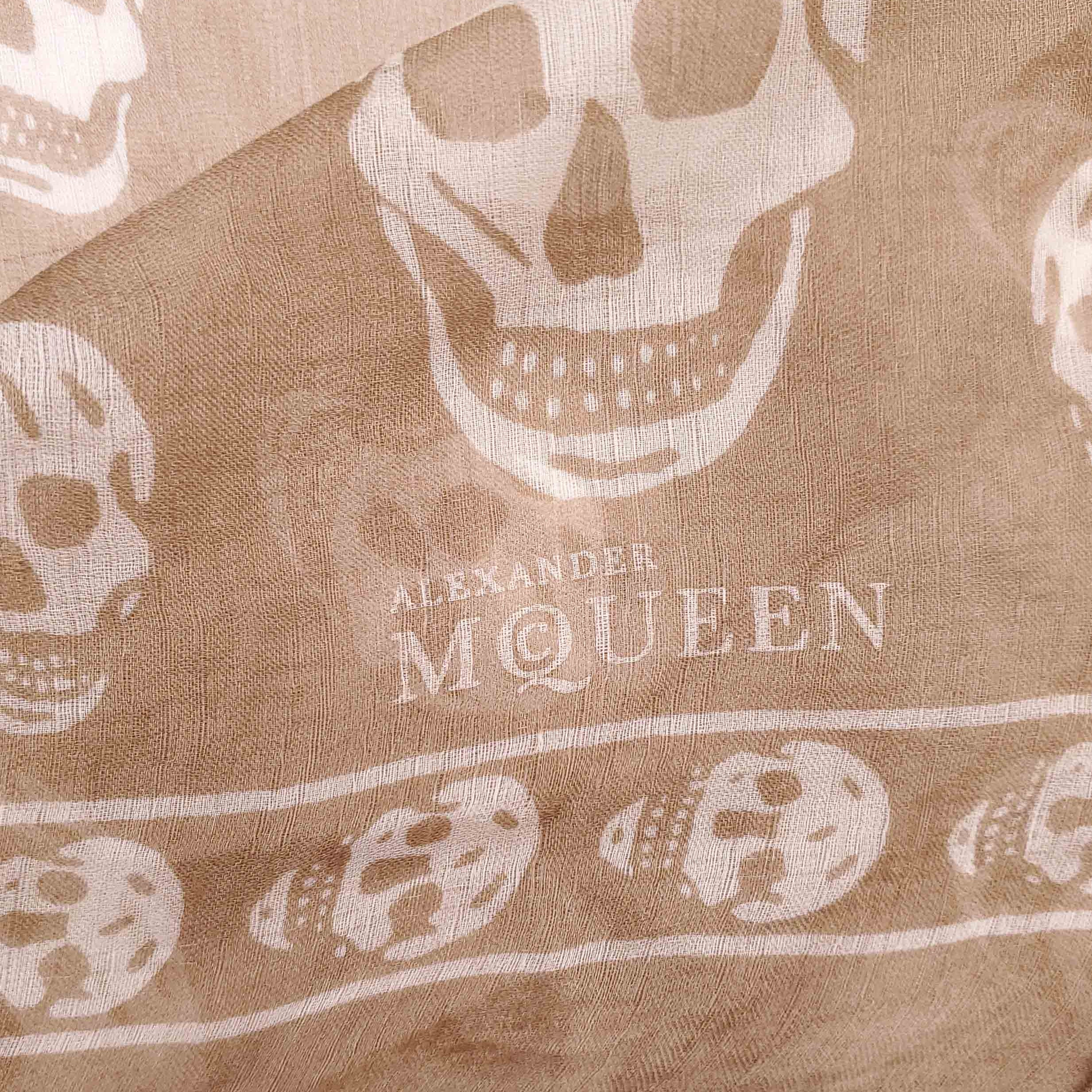 ALEXANDER MCQUEEN BEIGE SKULL SCARF