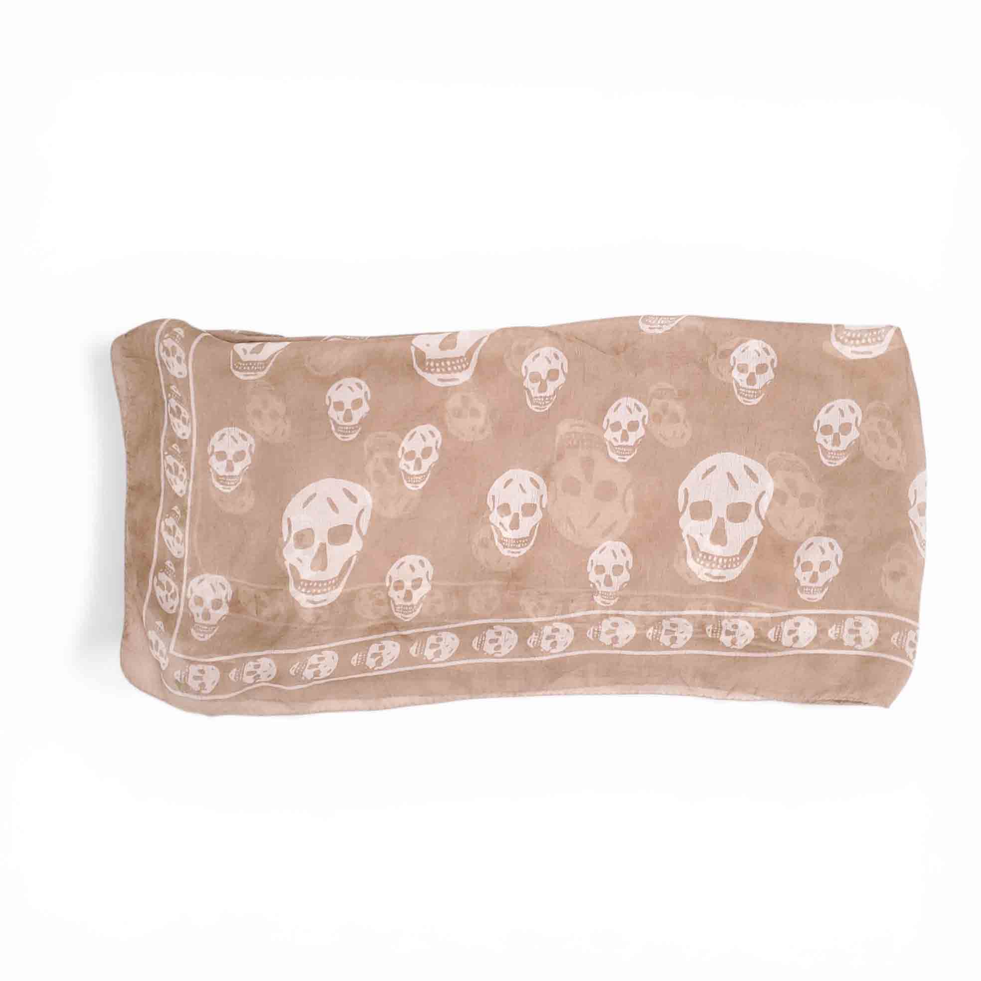 ALEXANDER MCQUEEN BEIGE SKULL SCARF