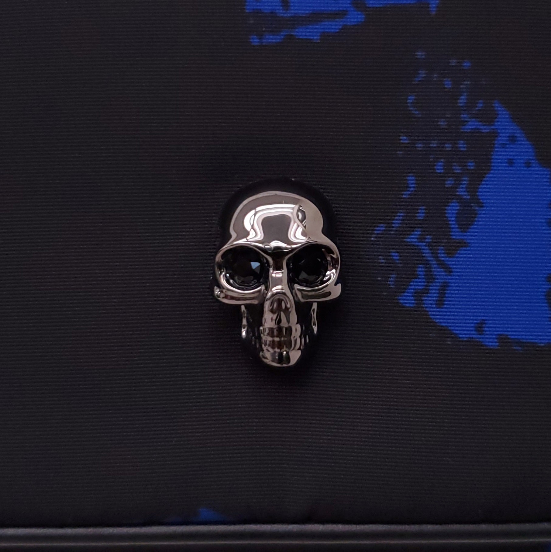 ALEXANDER MCQUEEN BLACK AND BLUE NYLON CHAIN LINKED CROSSBODY BAG