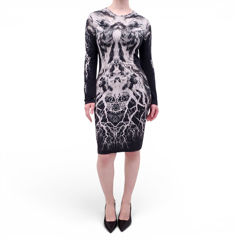 ALEXANDER MCQUEEN BLACK AND WHITE STRETCH DRESS - SIZE 44