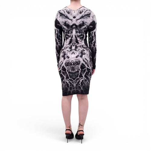 ALEXANDER MCQUEEN BLACK AND WHITE STRETCH DRESS - SIZE 44