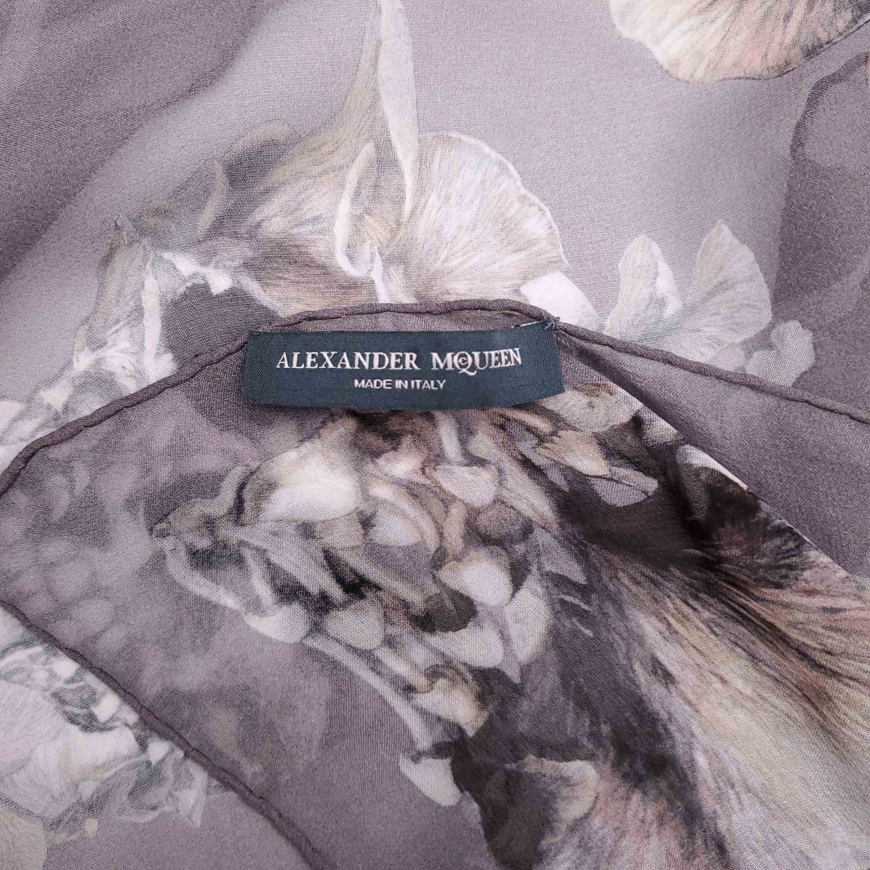 ALEXANDER MCQUEEN GREY SKULL SCARF