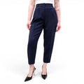 ALEXANDER MCQUEEN NAVY PLEATED TUXEDO TROUSERS - SIZE 38