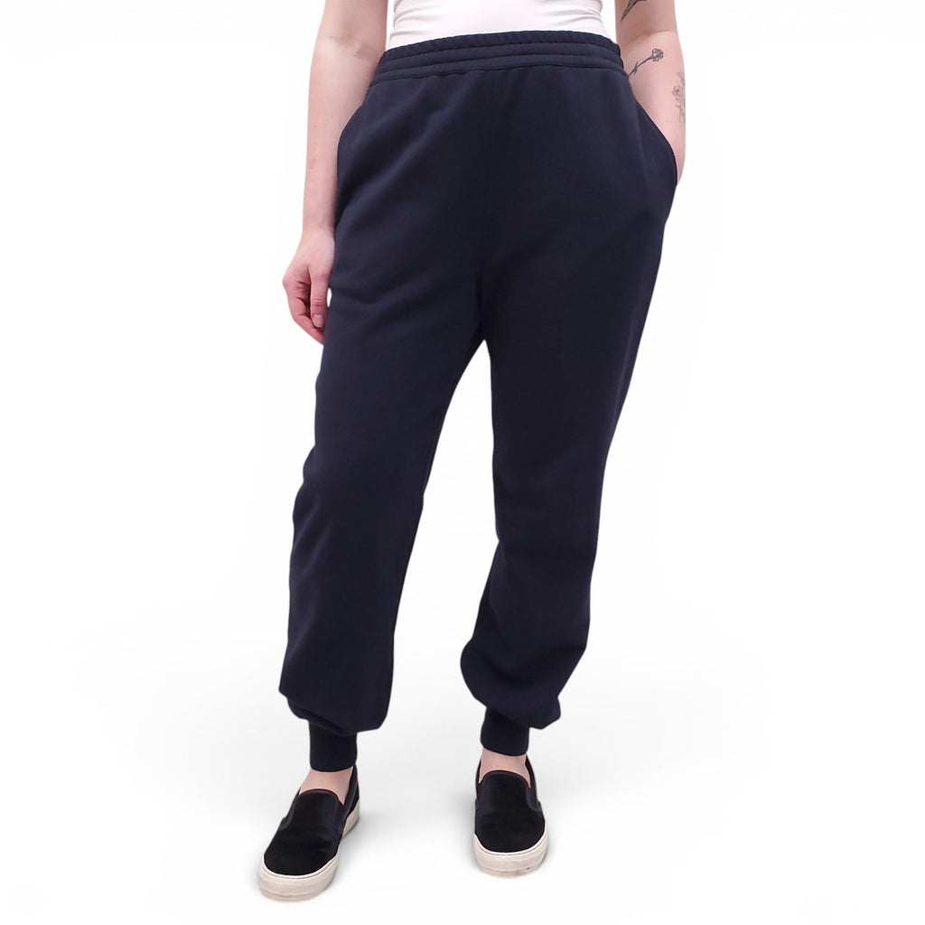 ALEXANDER MCQUEEN NAVY SWEATPANTS WITH GRAPHIC DETAIL - SIZE 40