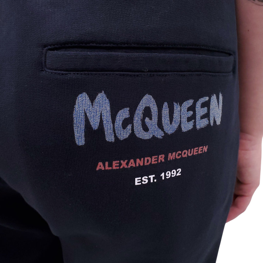 ALEXANDER MCQUEEN NAVY SWEATPANTS WITH GRAPHIC DETAIL - SIZE 40