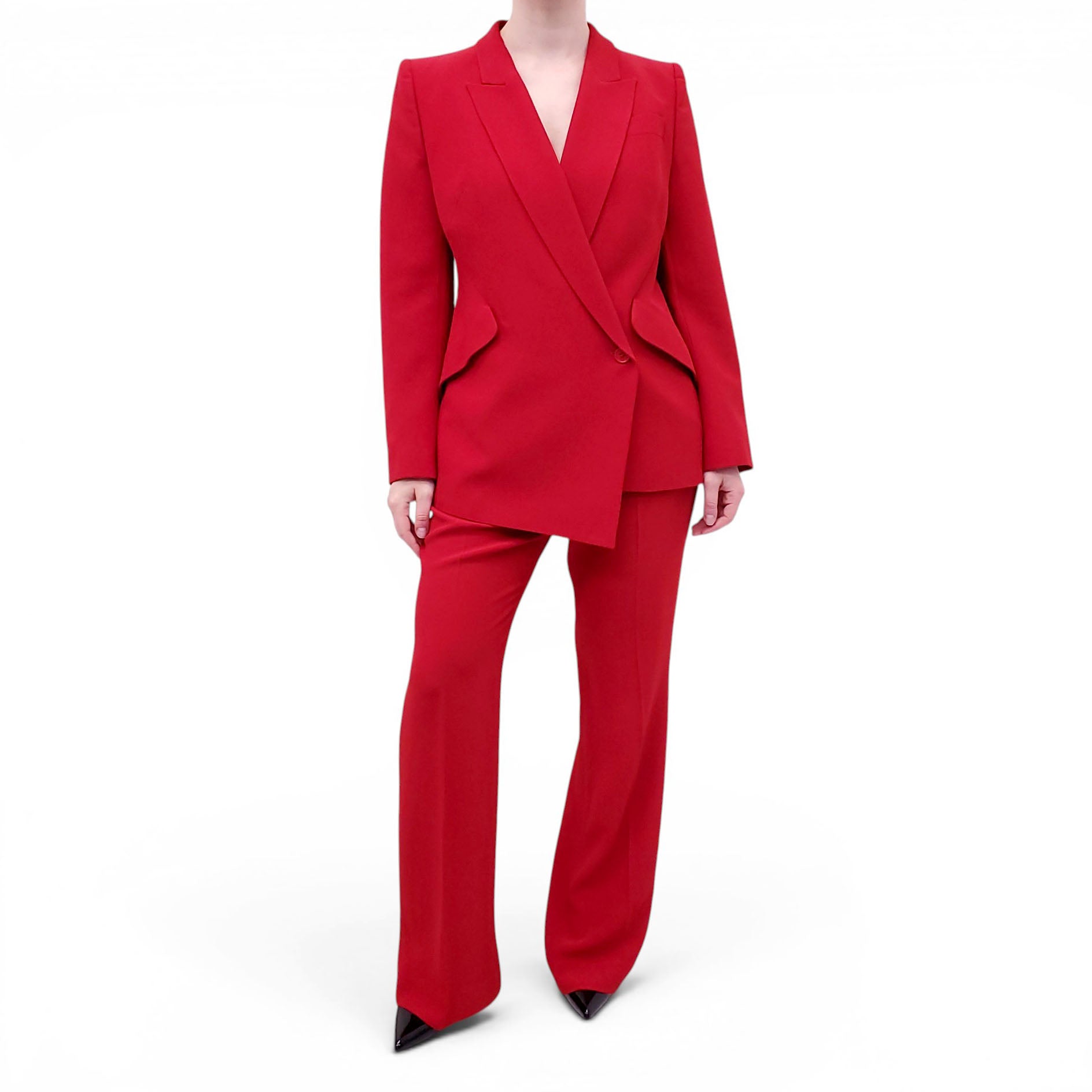 ALEXANDER MCQUEEN RED BLAZER AND PANT SET - SIZE 44