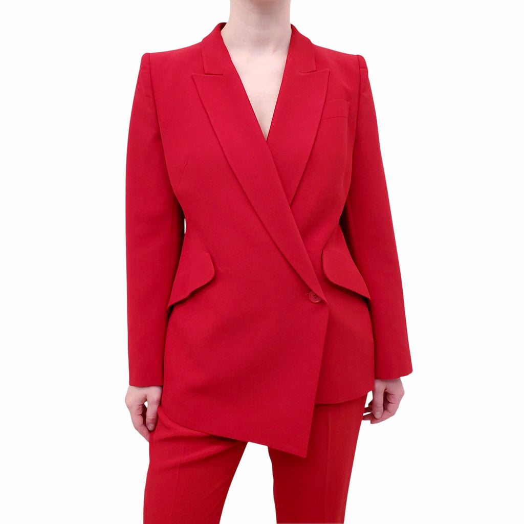 ALEXANDER MCQUEEN RED BLAZER AND PANT SET - SIZE 44